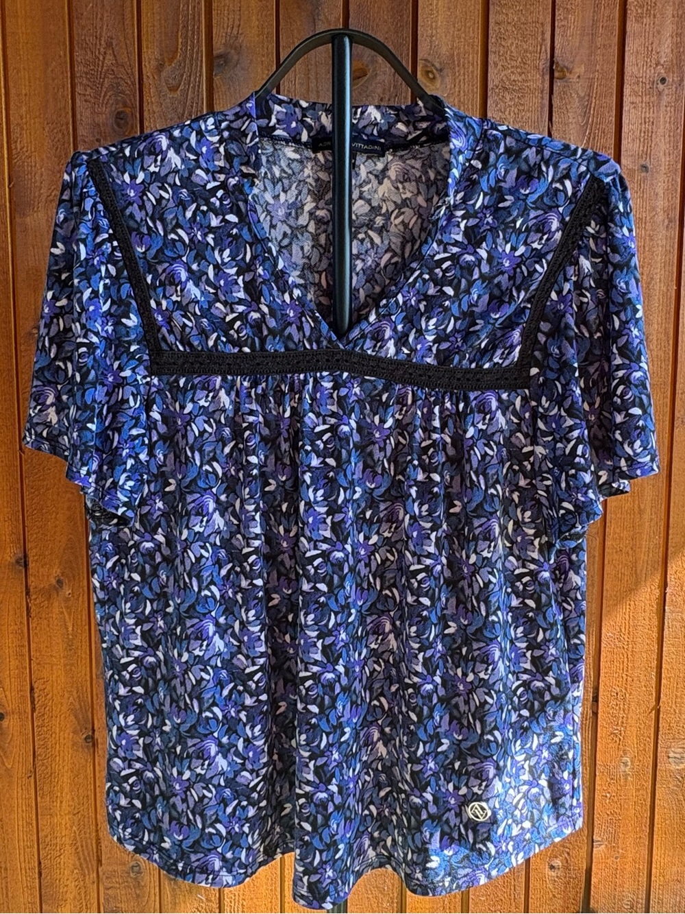 Whimsygoth Floral Blouse with Lace Trim by Adrienne Vittadini